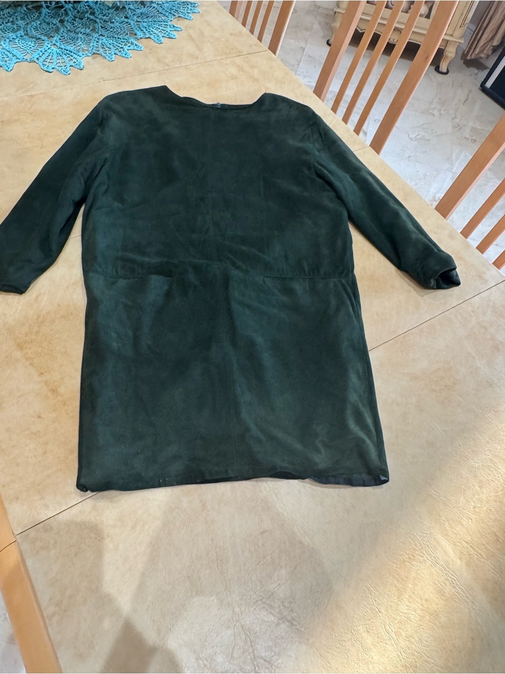 PRICE DROP:VTG 80s/90s, LANNA, M lined FOREST GREEN LAMBSKIN LEATHER SHIFT DRESS